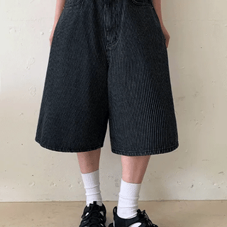 Melmio Striped Denim Bermuda Pants
