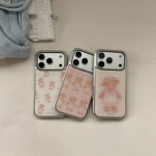 Blooming Teddy iPhone 18 Pro Galaxy Epoxy Silver Bumper Case