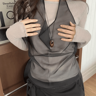 Lee Know See-through Frill Layered T-shirt