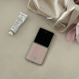 Cotton Stripe Galaxy Epoxy Zflip Fold 8 Silver Bumper Phone Case