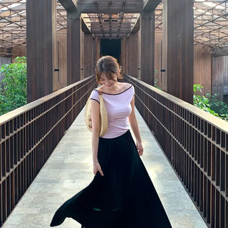 Cozy banding long skirt
