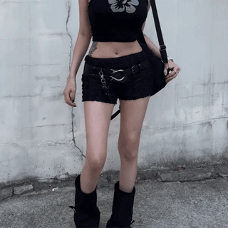 Button Leather Shorts