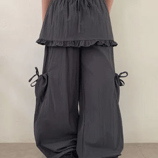 Lallabo Frill Summer Cargo Skirt Pants