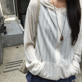 Katarzy Punched Knit Zip-Up Hoodie