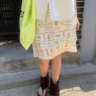 Hashita Flower Chiffon Mini Skirt