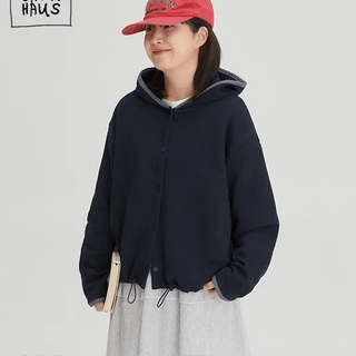 Ranitz Polka Dot Color Block Hooded Cardigan