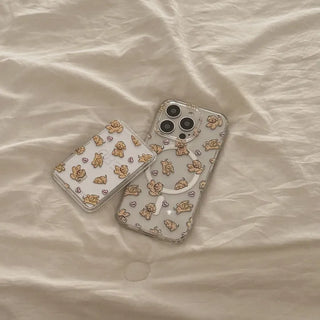 Vintage Puppy Pattern MagSafe Clear Card Wallet Pocket Case