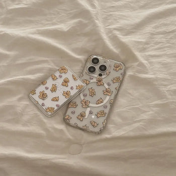 Vintage Puppy Pattern MagSafe Clear Card Wallet Pocket Case