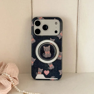 Denim Cat MagSafe Card Phone Case for iPhone 17 Pro Hard