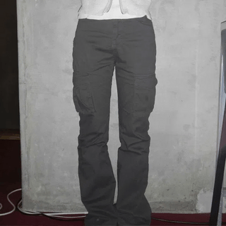 Low cargo bootcut pants