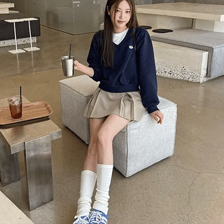 Slit ribbed knee socks long leg warmers