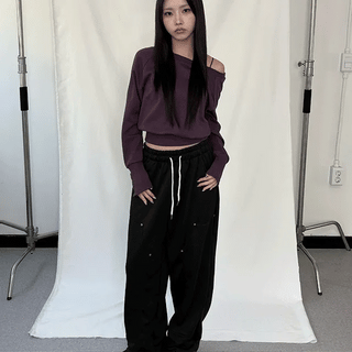 Check banding sweatpants