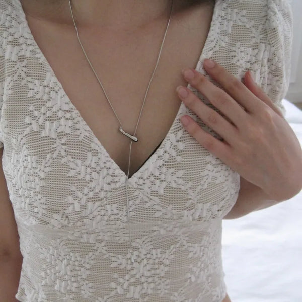 Mauve Drop Bar Long Necklace