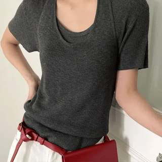 Isigny Halter Sleeveless Layered Tshirt