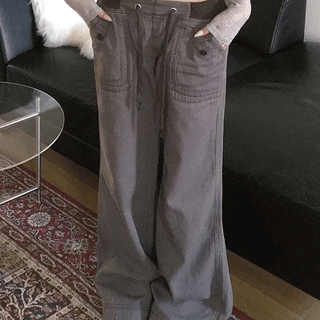 Vintage Washed Low String Bootcut Pants