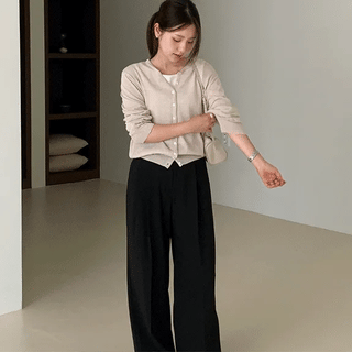 Clis Summer Slub Basic Round Cardigan