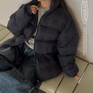 Checkered Short Puffer Jacket