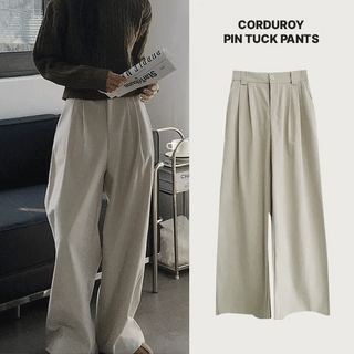 Corduroy Pintuck Back Elastic Pants