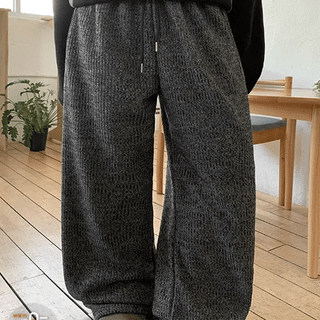 Corenti Elastic Waist Ribbed Brushed Wide Pants