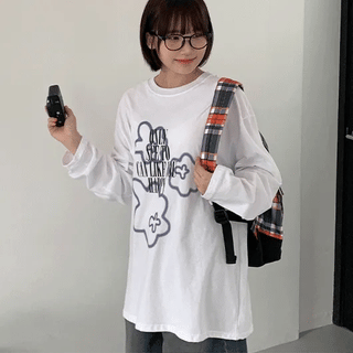 Ration Cloud Print Oversized Long Sleeve Tee