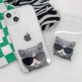 Nero Sunglasses Kitty Realistic Photo Transparent iPhone Case
