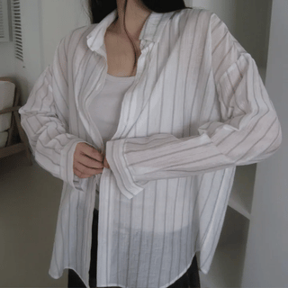 Tencel Striped See-through Shirt