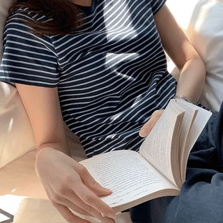 Venti Summer Stripe Label Short Sleeve Tshirt