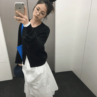 Creamin asymmetrical long skirt