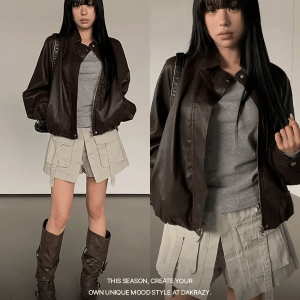 Mood Leather High-Neck Zip-Up Blouson