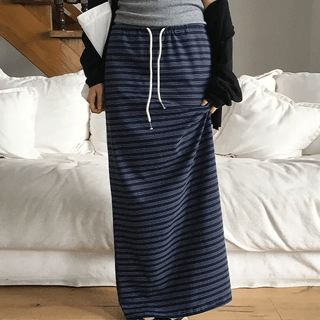 Latea Striped Long Maxi Elastic Skirt