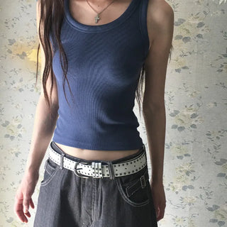 Balon Color Slim Fit Ribbed Round Neck Sleeveless