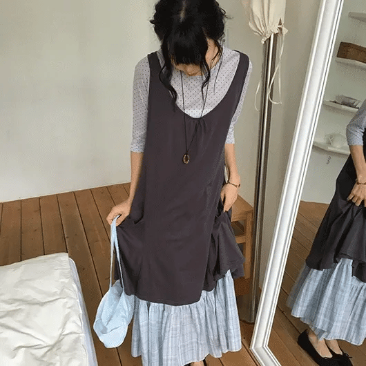 Nife Midi Layered Sleeveless Dress