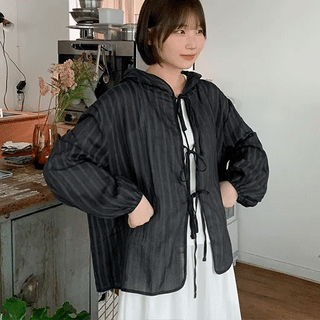 Pentle Summer Stripe See-through Hoodie