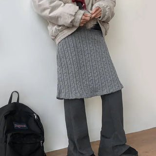Yuzuha Cable Knit Midi Skirt