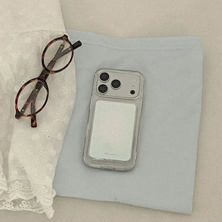 [SET] Soft Gradient MagSafe Gel Hard Phone Case + MagSafe Transparent Card Wallet