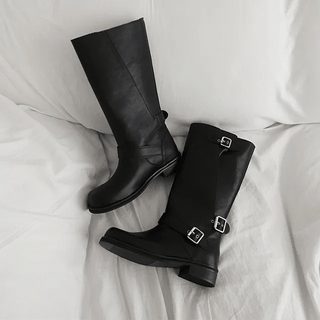 Peppert Fold Buckle Midi Boots