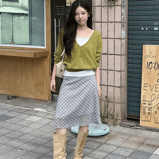 Ojo check midi skirt
