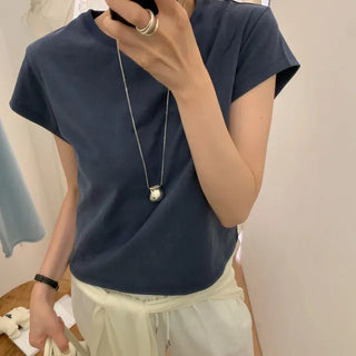 Torie Wrinkle Yoru Wavy Short Sleeve Blouse Tee