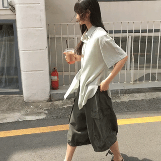 Garaki Elastic Cargo Cotton Bermuda Pants