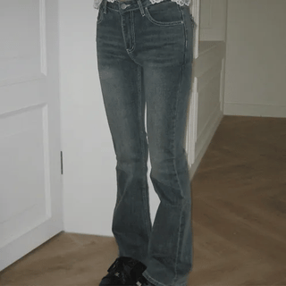 Ed Vintage Washed Bootcut Denim Pants