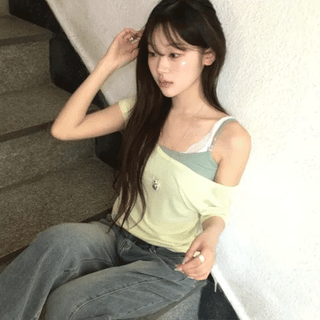 Kuma Asymmetrical Off-Shoulder Oversized T-shirt