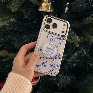 Winter Letter iPhone 18 Pro Galaxy Epoxy Silver Bumper Case