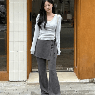 Lindy Ribbed Leggings Wrap Pants Set