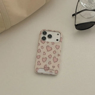 Lovely Leopard Fabric MagSafe Card Phone Case for iPhone 17 Pro Hard