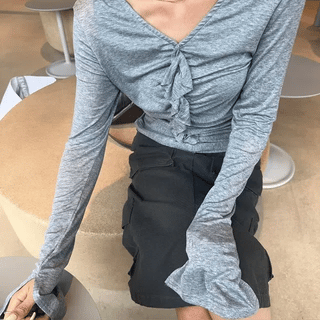 Sugar Lace Layered Print Long Sleeve T-shirt / Layered See-through Long Sleeve T-shirt Spring Y2K Delicate Fit