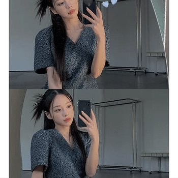 Deli Puff V-neck Dress