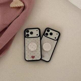 Heart Pin Dot iPhone 18 Pro Galaxy MagSafe Black Bumper Case