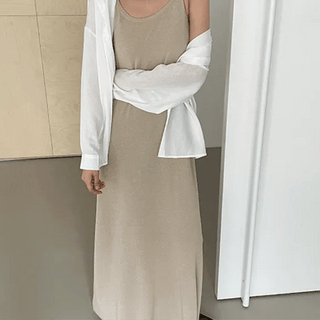 Irid Cooling Halter Knit Sleeveless Dress