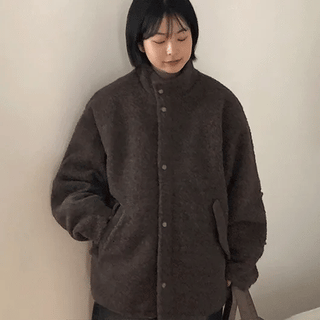 Lot You High-Neck Boucle Quilted Half Coat