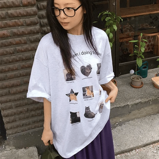 Titchill Cat Oversized Short Sleeve Tee